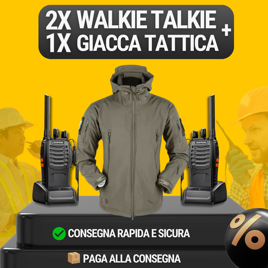 2X Walkie Talkie Pro + Chaqueta Táctica StormGuard